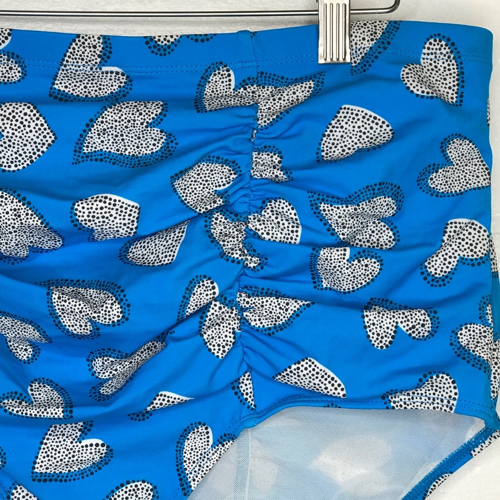 Torrid High Waisted Swim Bottoms Blue Hearts - Picture 2 of 7